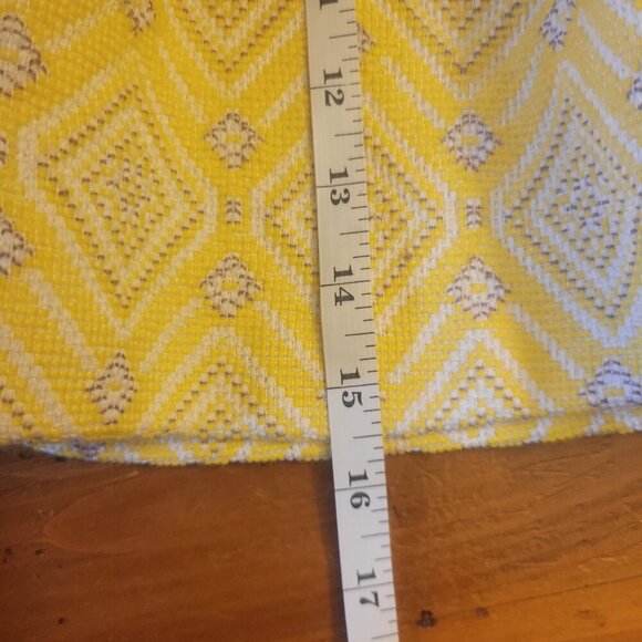 ZARA Pleated Textured Mini A-Line Yellow Diamond Patterned Design Skirt - Size - Picture 11 of 11